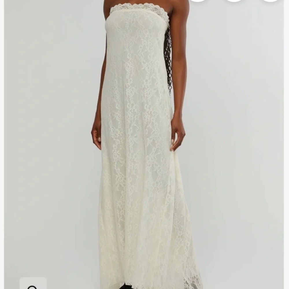 WeWoreWhat Strapless Lace Maxi Dress in Ivory